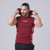 Maroon Sleeveless Workout Hoodie