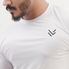 White Mesh Full Sleeve Tee