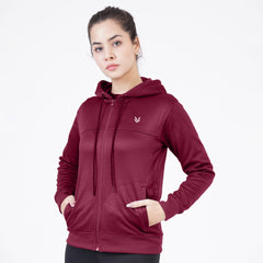 POLY Fleece MAROON WOMEN HOODIE