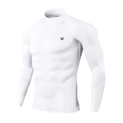 White Mock Neck Full Sleeve Compression Shirt
