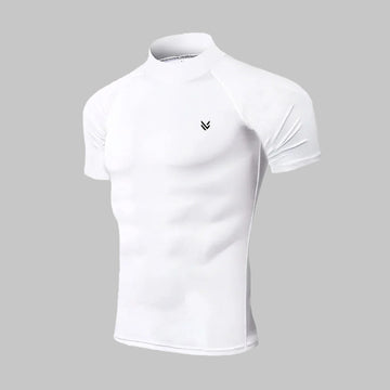 White Mock Neck Half Sleeve Compression Shirt