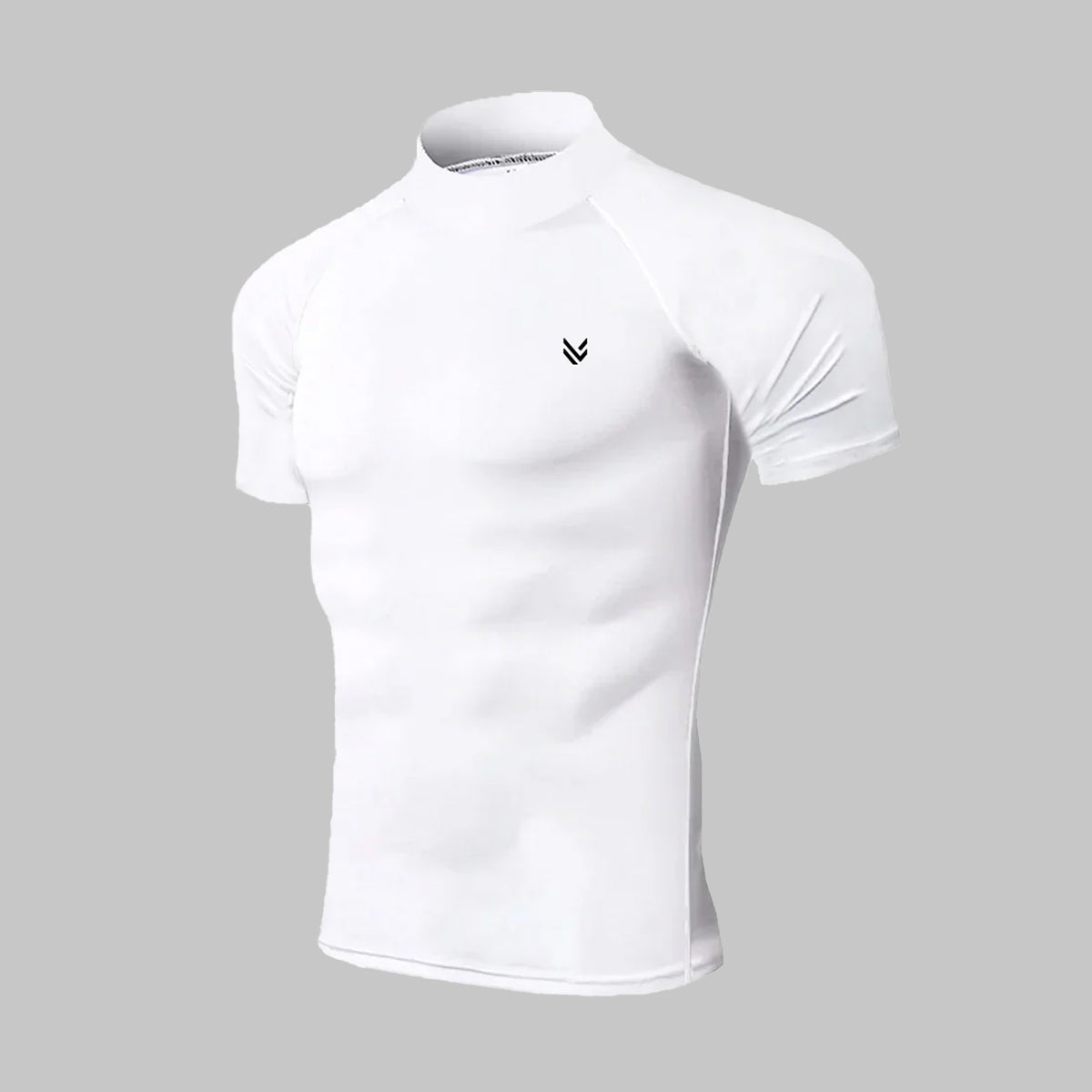 White Mock Neck Half Sleeve Compression Shirt