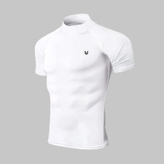 White Mock Neck Half Sleeve Compression Shirt