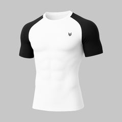 M-Fit White/Black Combo H/S Compression TEE