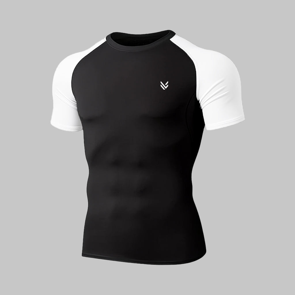 M-Fit Black/White Combo H/S Compression TEE