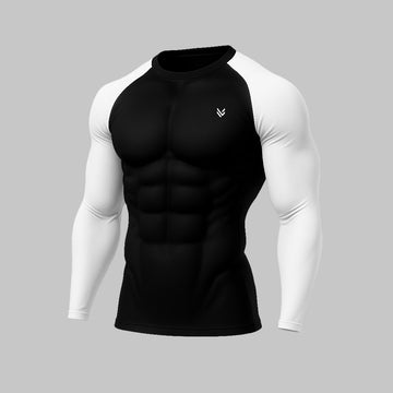 M-Fit Black/White Combo F/S Compression Tee