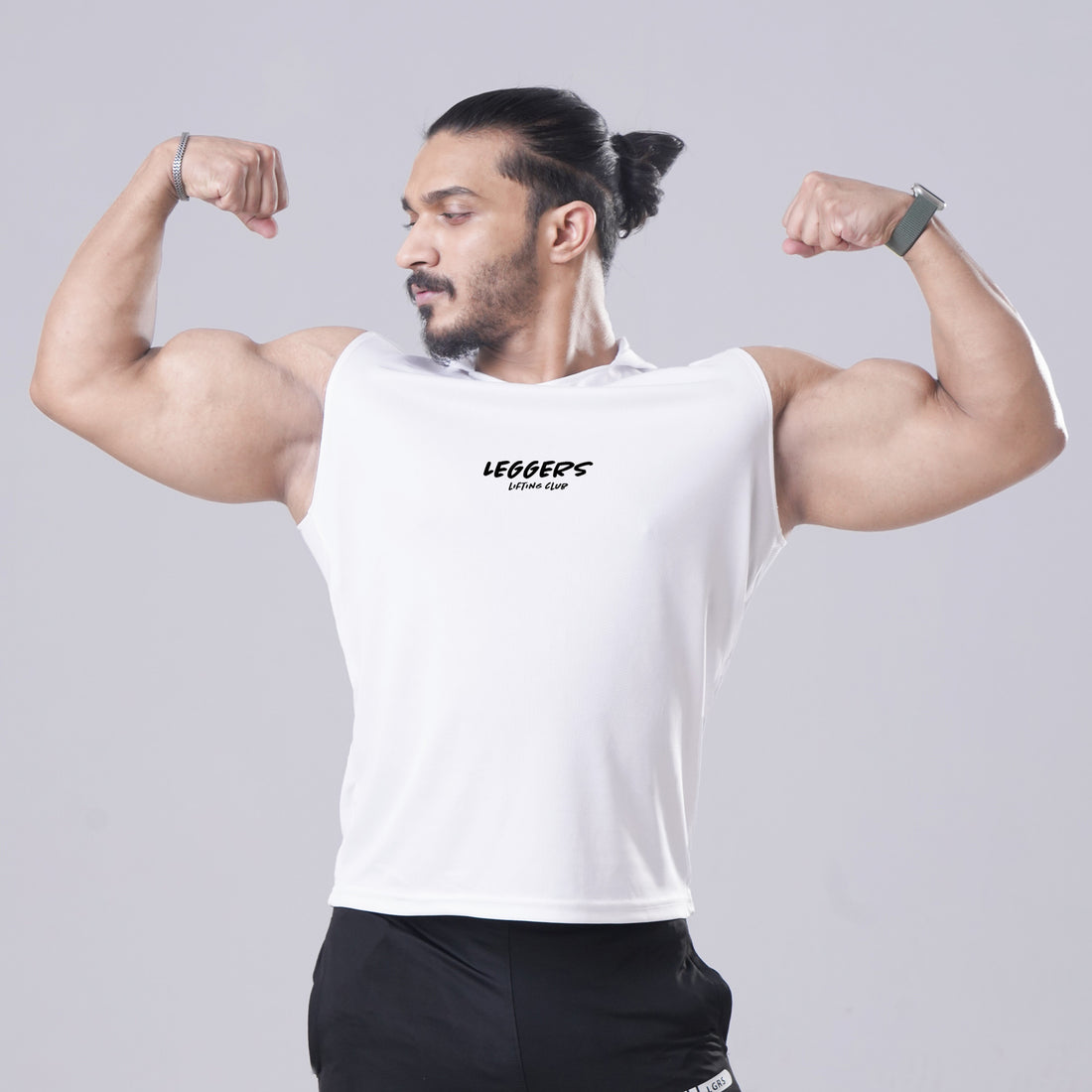 White Sleeveless Workout Hoodie