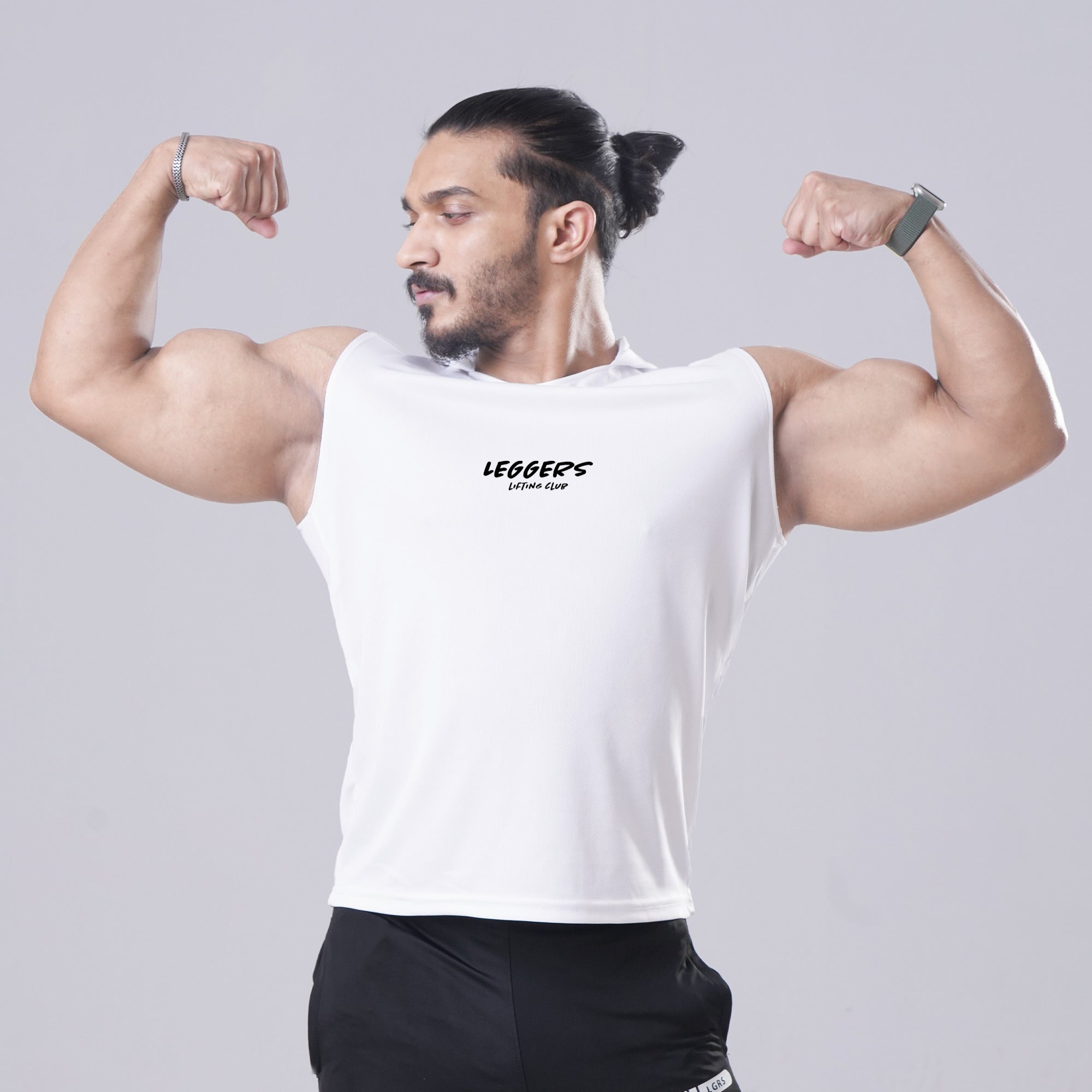 White Sleeveless Workout Hoodie