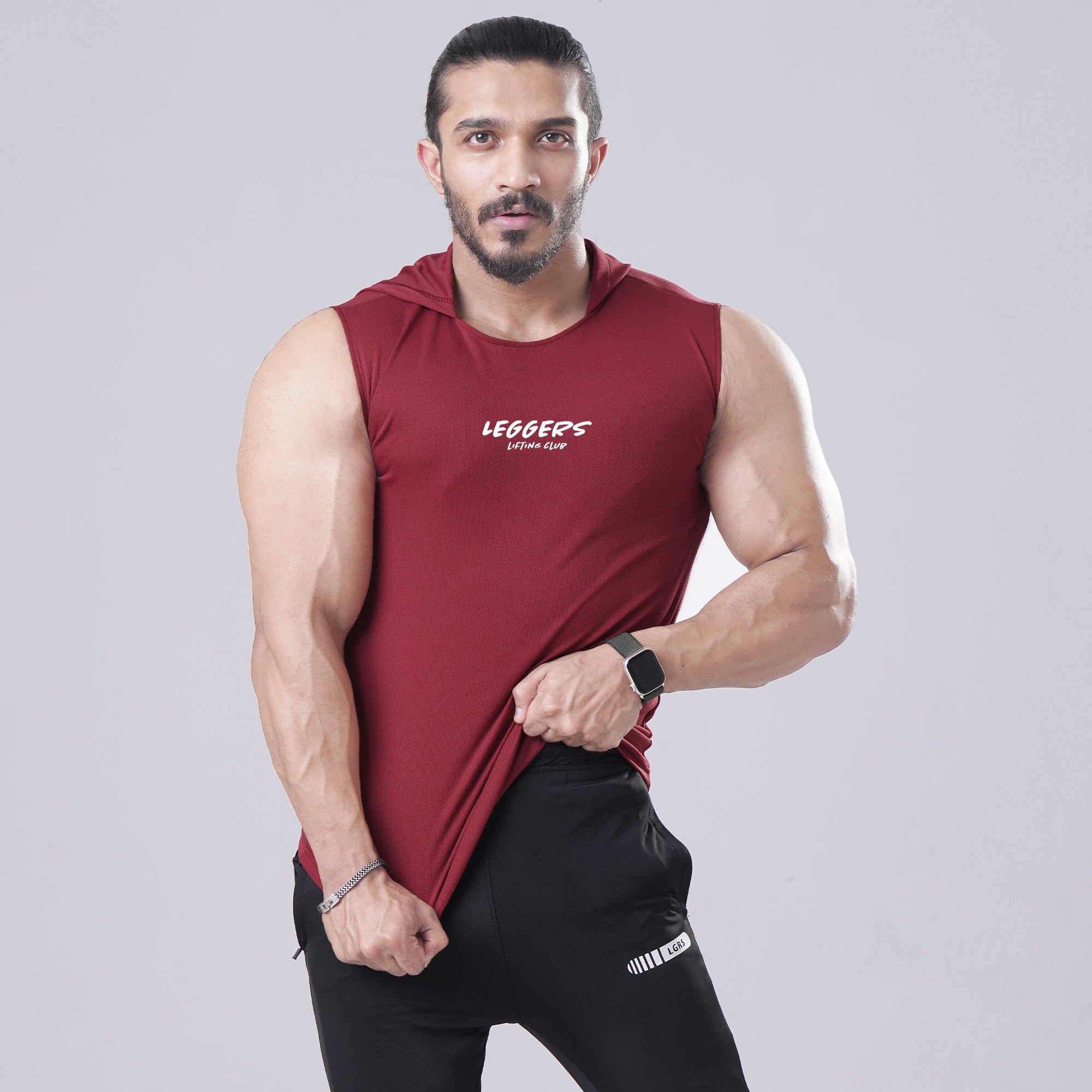 Maroon Sleeveless Workout Hoodie