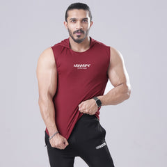 Maroon Sleeveless Workout Hoodie