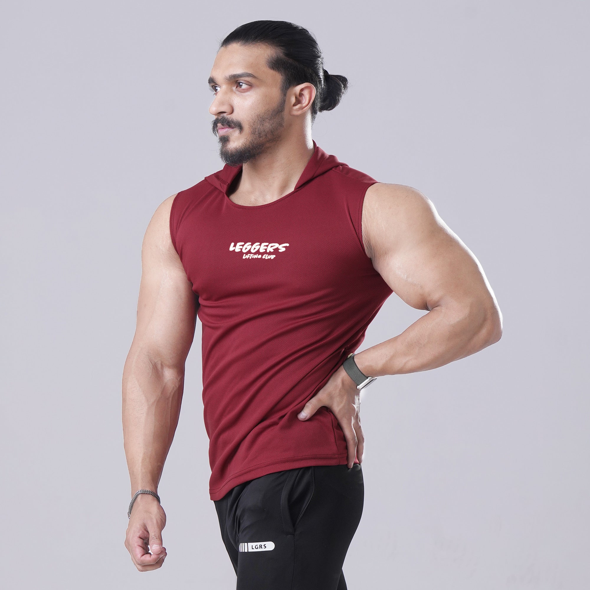 Maroon Sleeveless Workout Hoodie