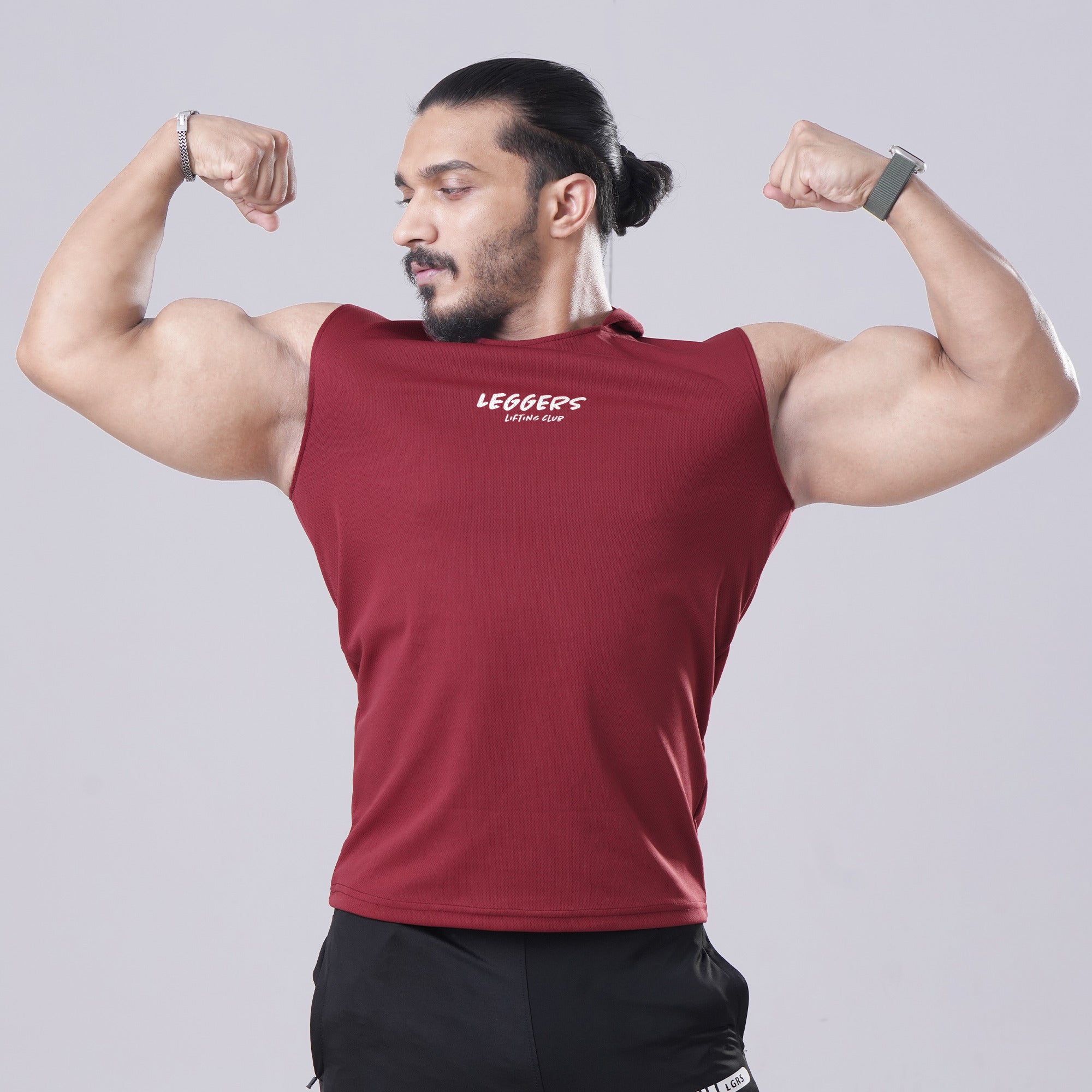 Maroon Sleeveless Workout Hoodie