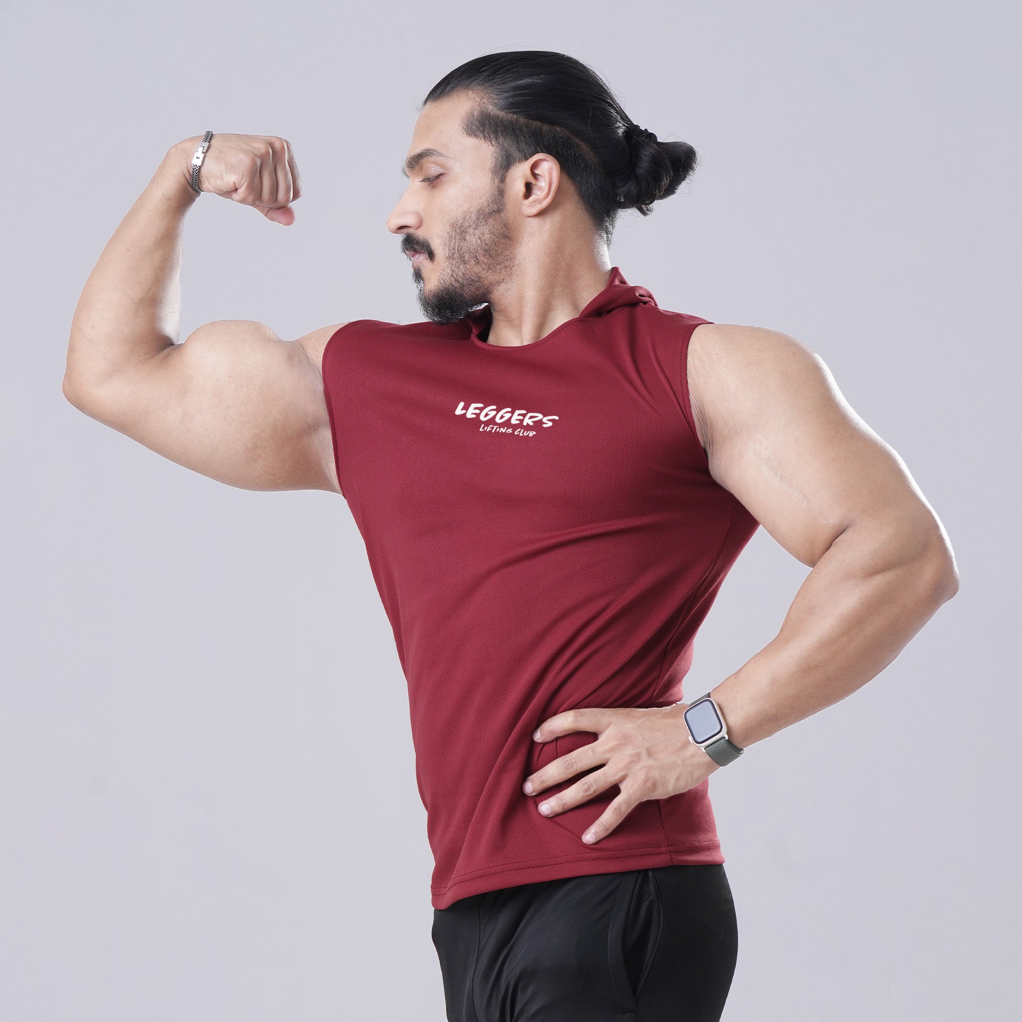 Maroon Sleeveless Workout Hoodie