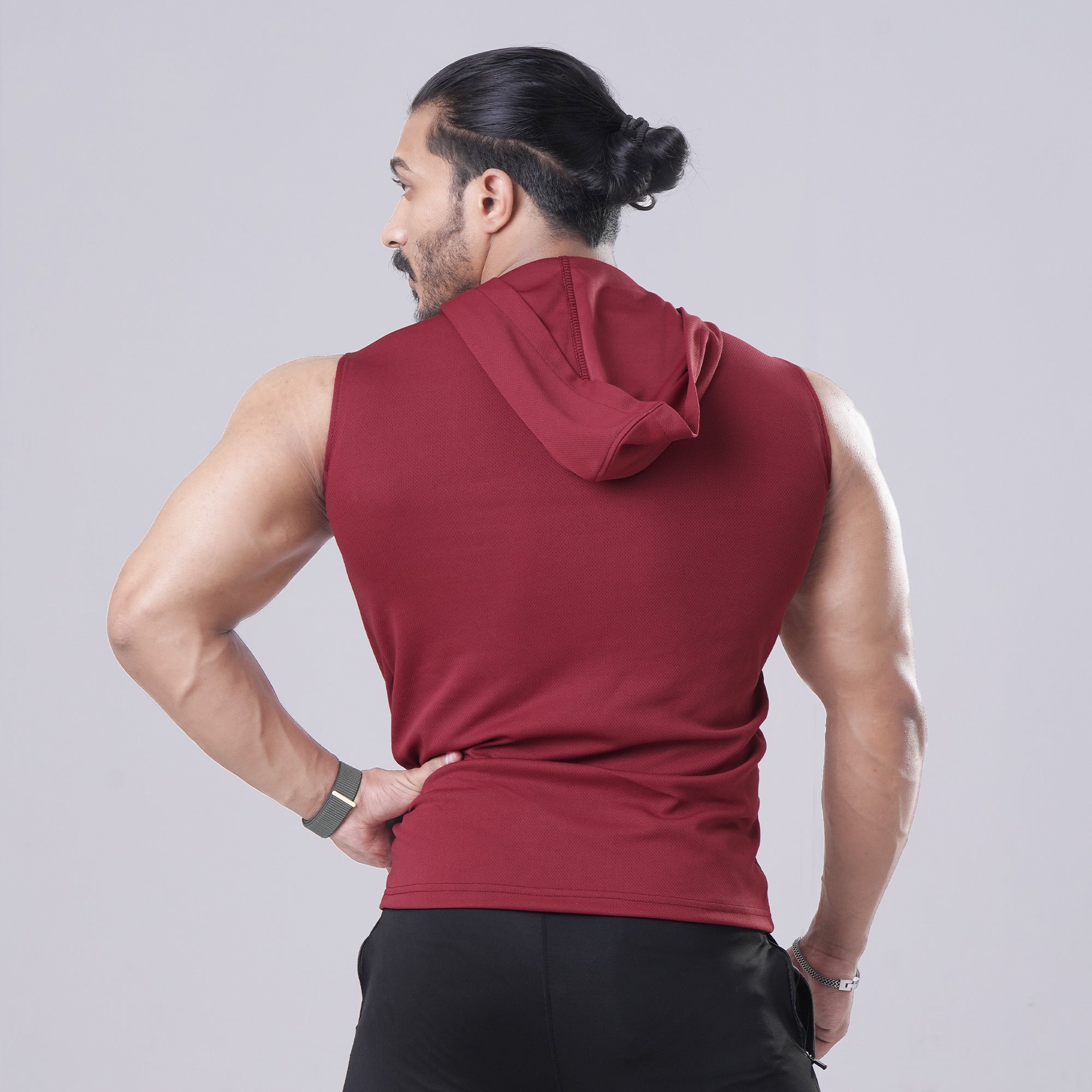 Maroon Sleeveless Workout Hoodie