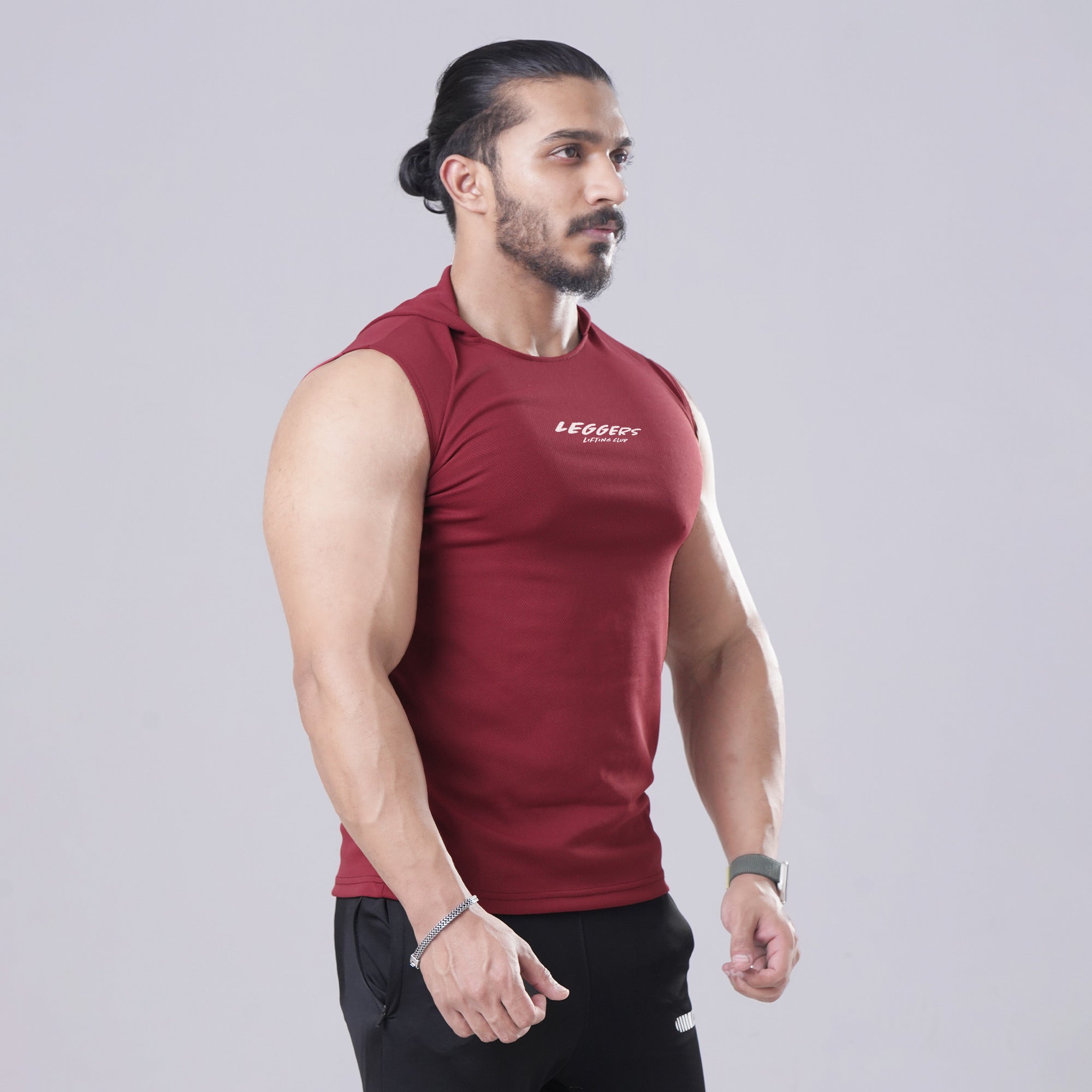 Maroon Sleeveless Workout Hoodie