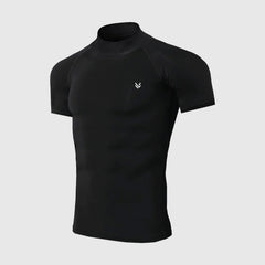 Black Mock Neck Half Sleeve Compression Shirt