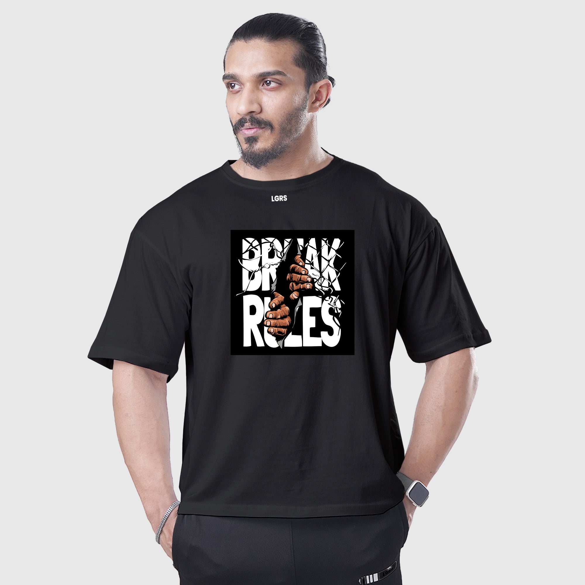 Break Rules Black Oversized Shirt