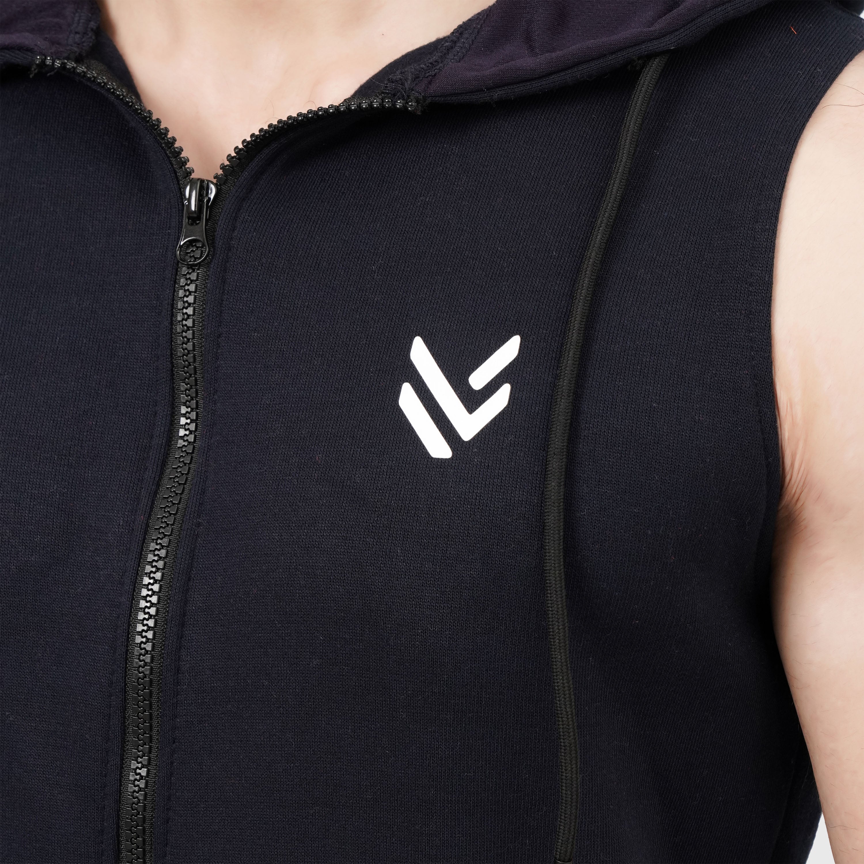 Navy Zipper SLEEVELESS HOODIE