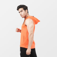 Orange Zipper SLEEVELESS HOODIE