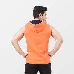 Orange Zipper SLEEVELESS HOODIE