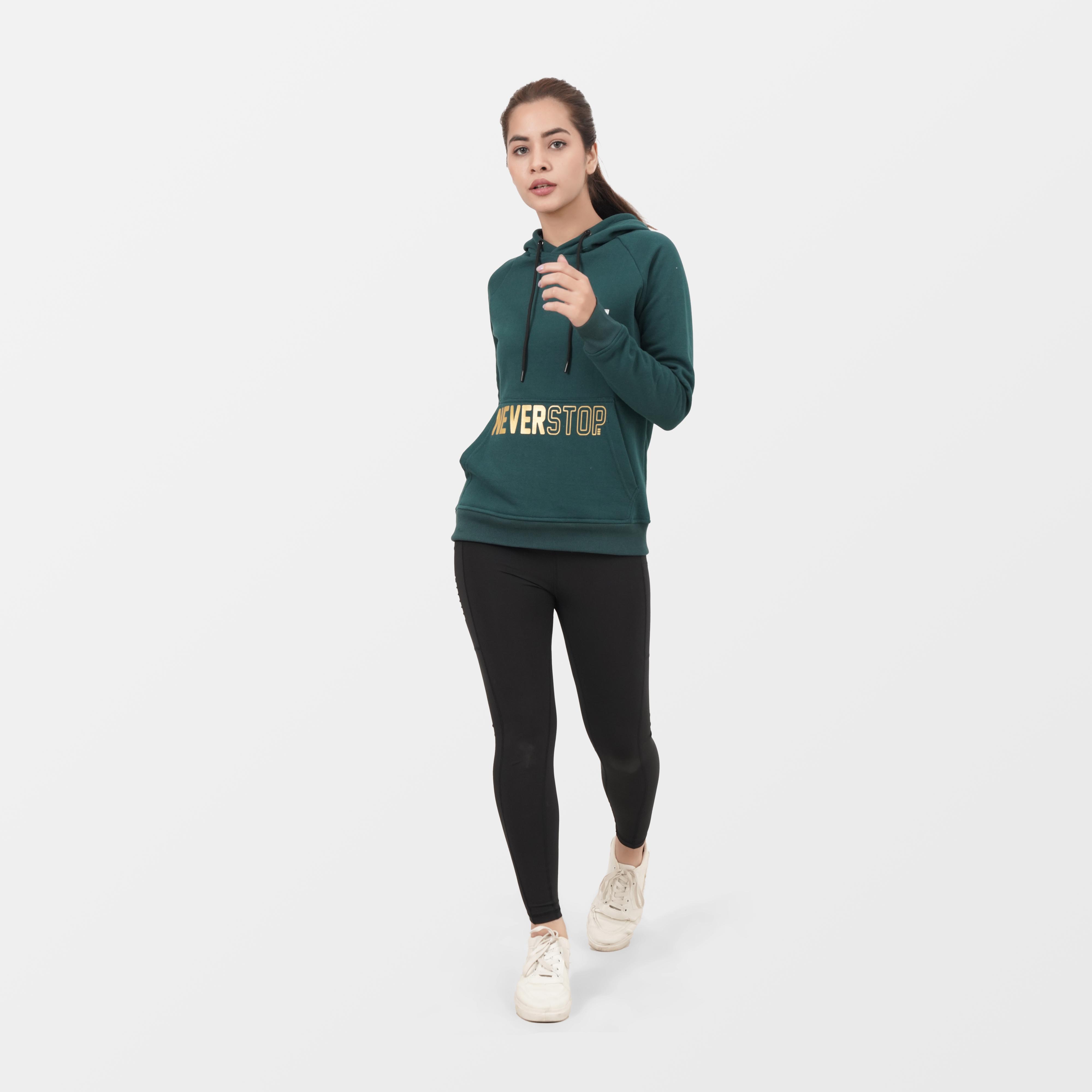 Green NEVER Women HOODIE