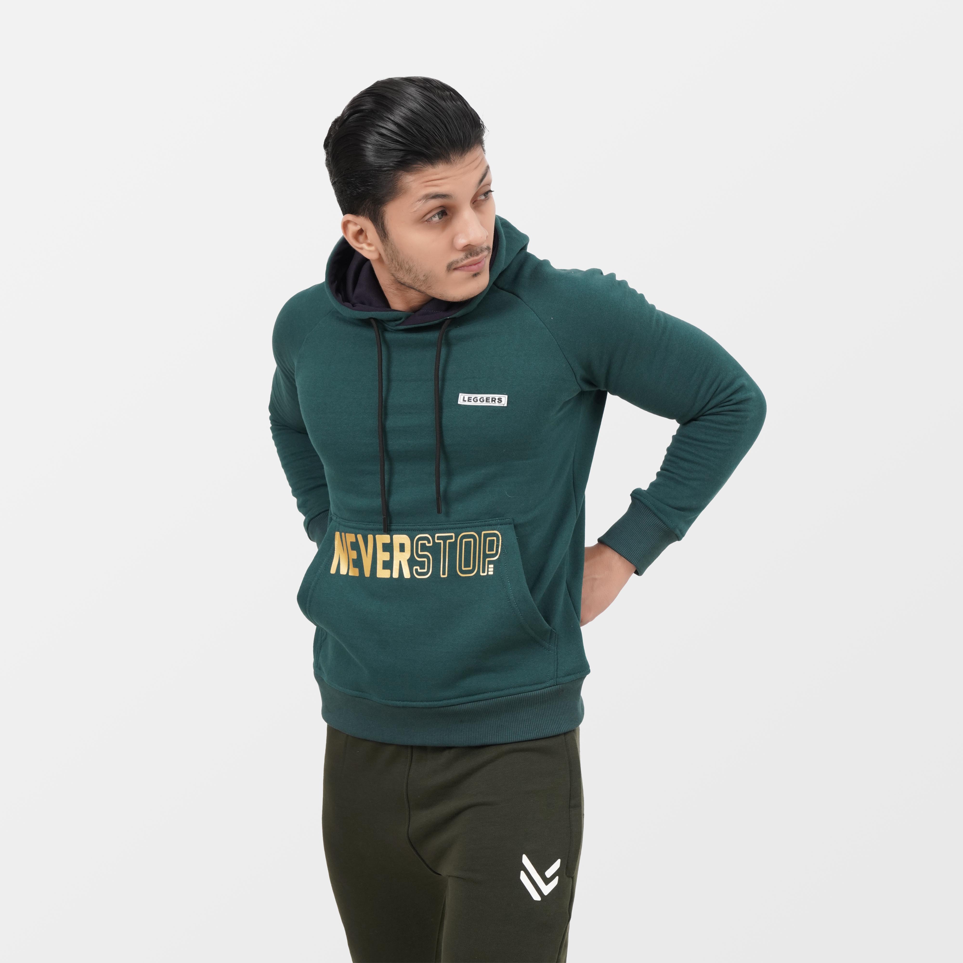 Green NEVER Full Sleeve HOODIE