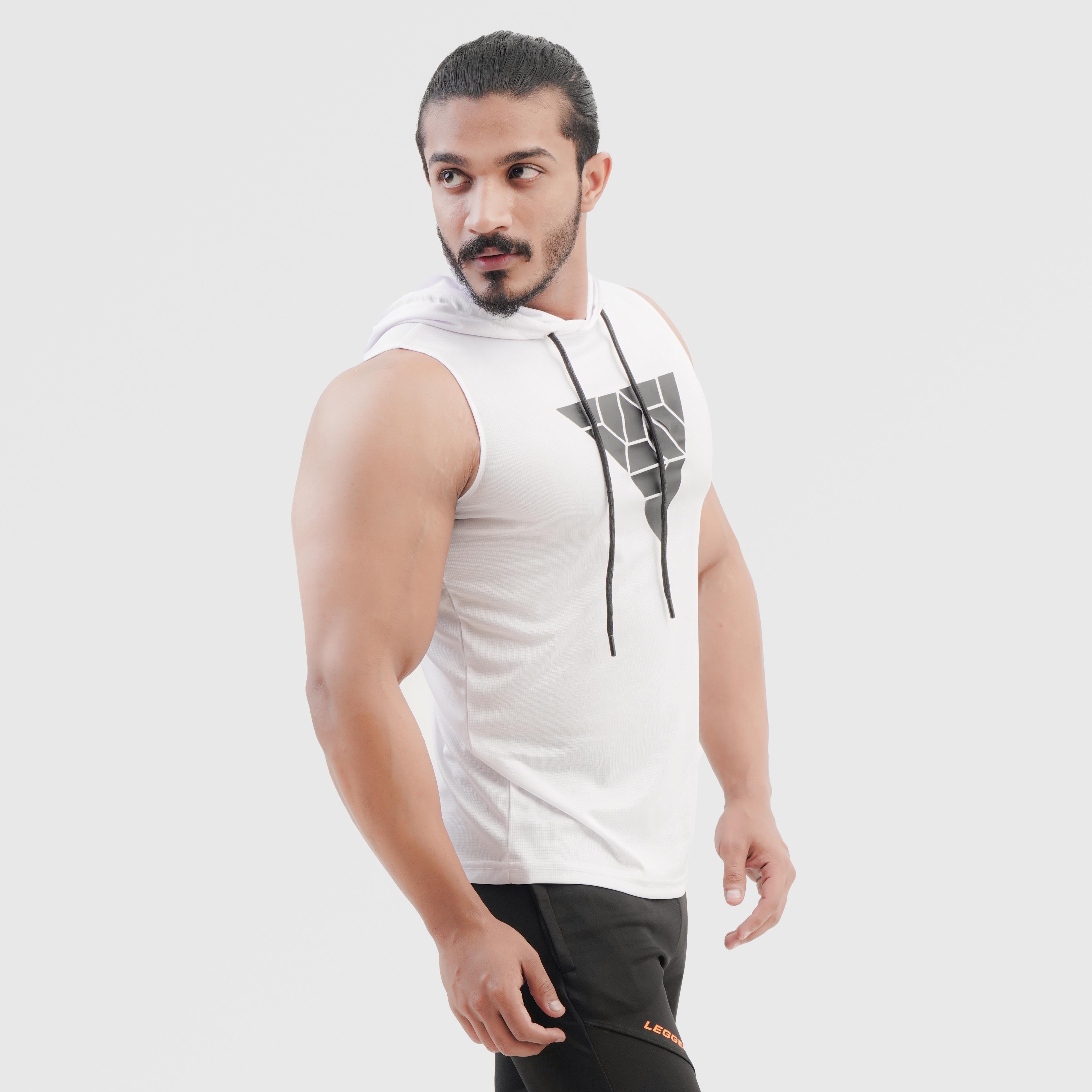 Training White SLEEVELESS HOODIE