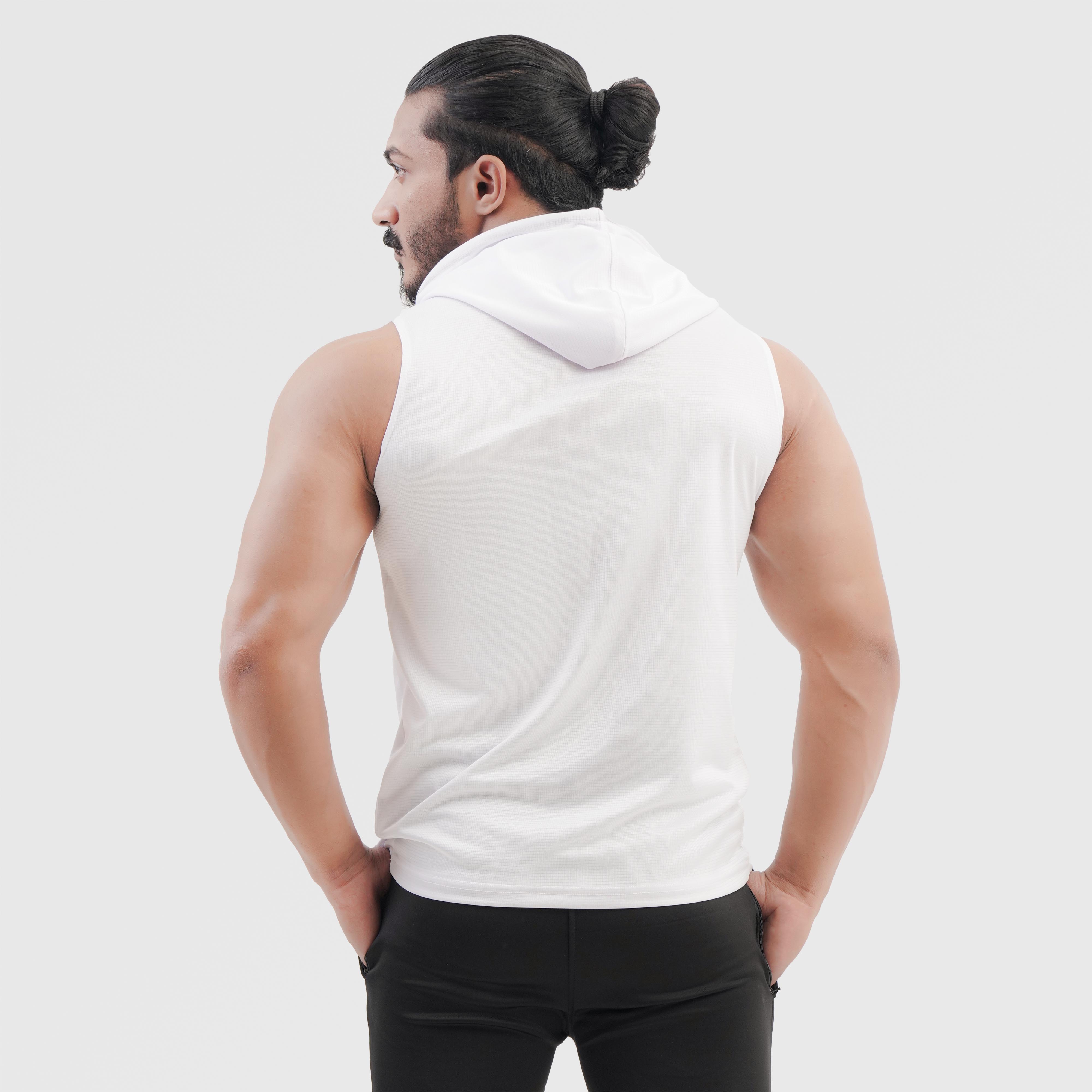 Training White SLEEVELESS HOODIE