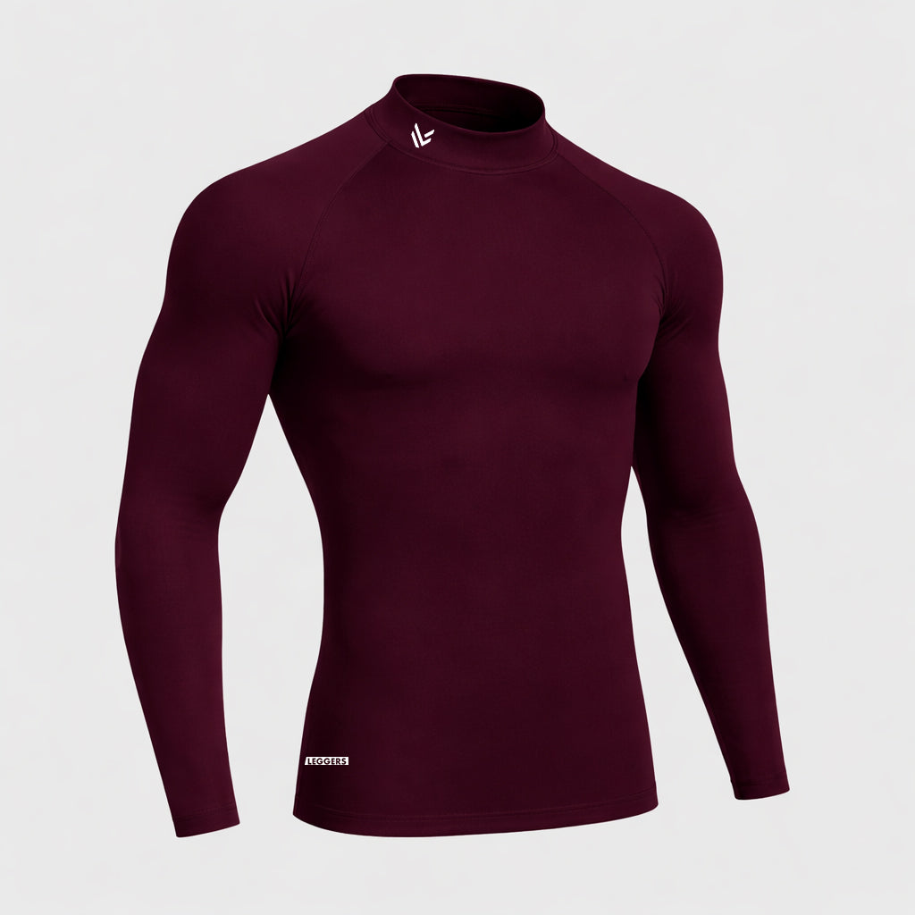 Heavyweight Mock Neck Maroon Full Compression