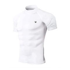 White Mock Neck Half Sleeve Compression Shirt