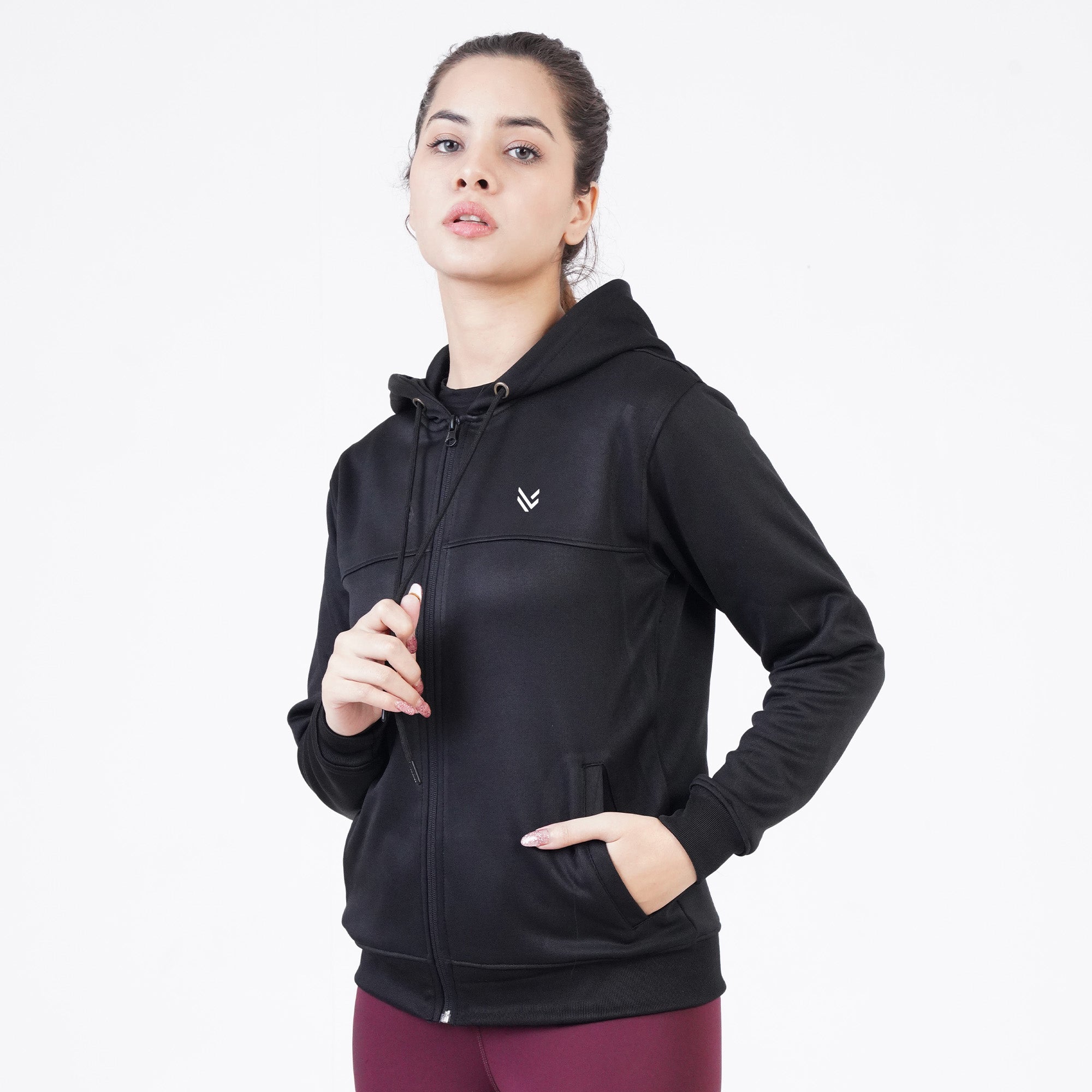 POLY Fleece BLACK WOMEN HOODIE
