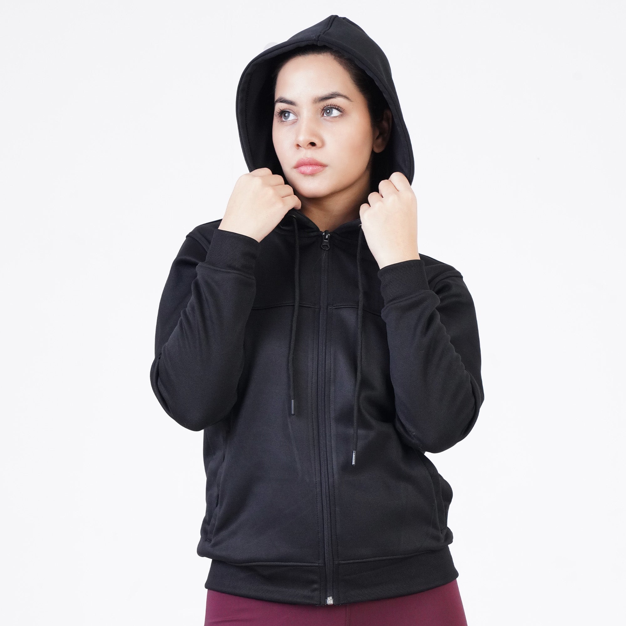 POLY Fleece BLACK WOMEN HOODIE