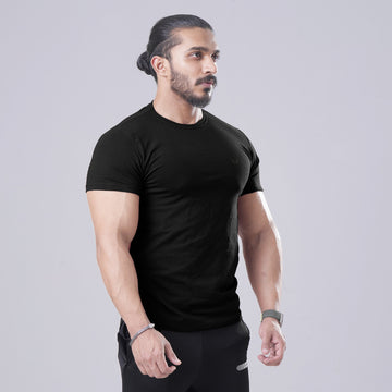 EMB BLACK H/S TEE