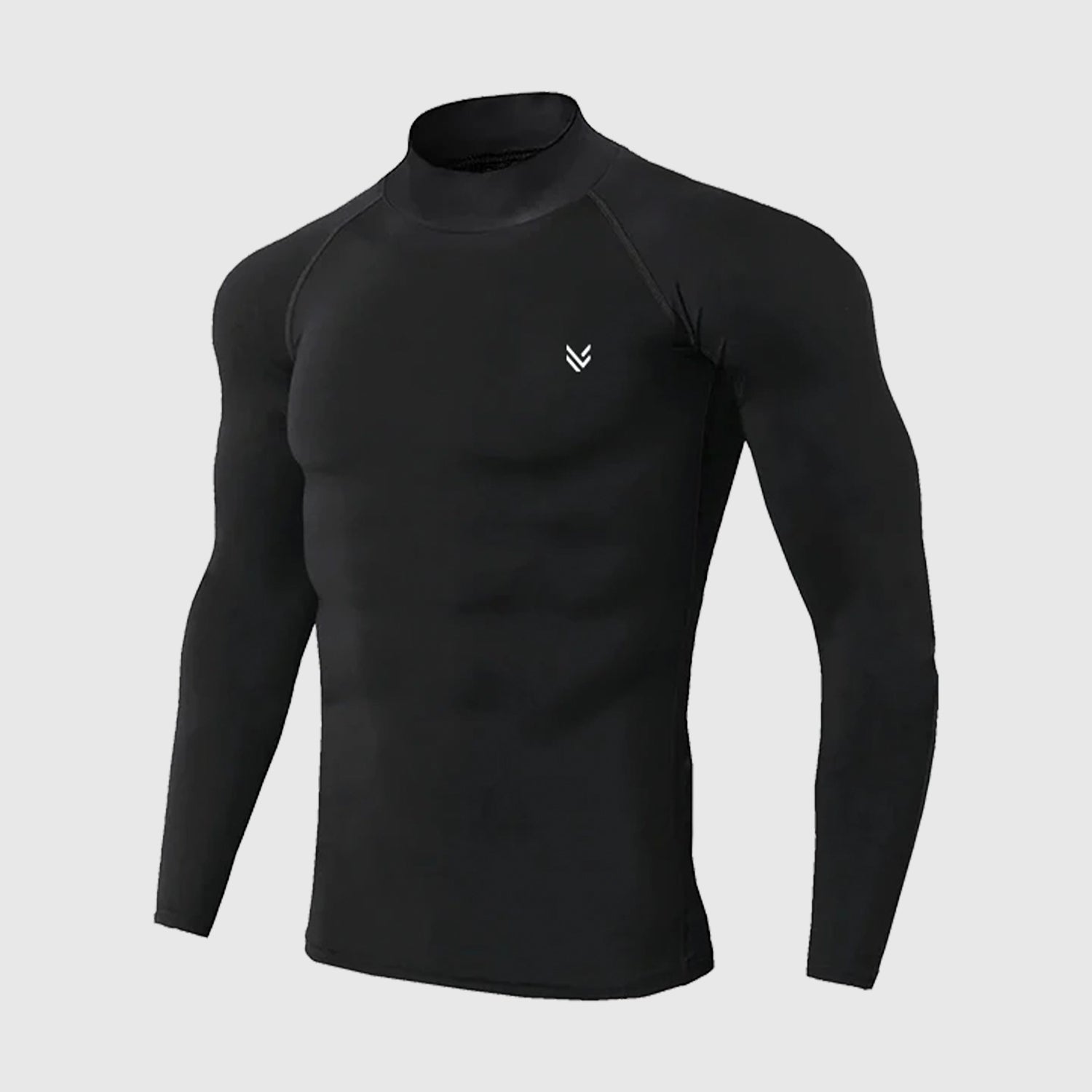 Black Mock Neck Full Sleeve Compression Shirt