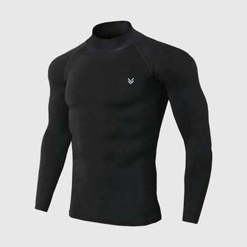 Black Mock Neck Full Sleeve Compression Shirt