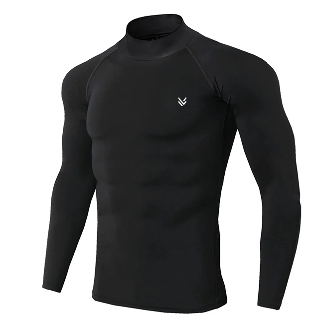 Black Mock Neck Full Sleeve Compression Shirt
