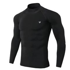 Black Mock Neck Full Sleeve Compression Shirt