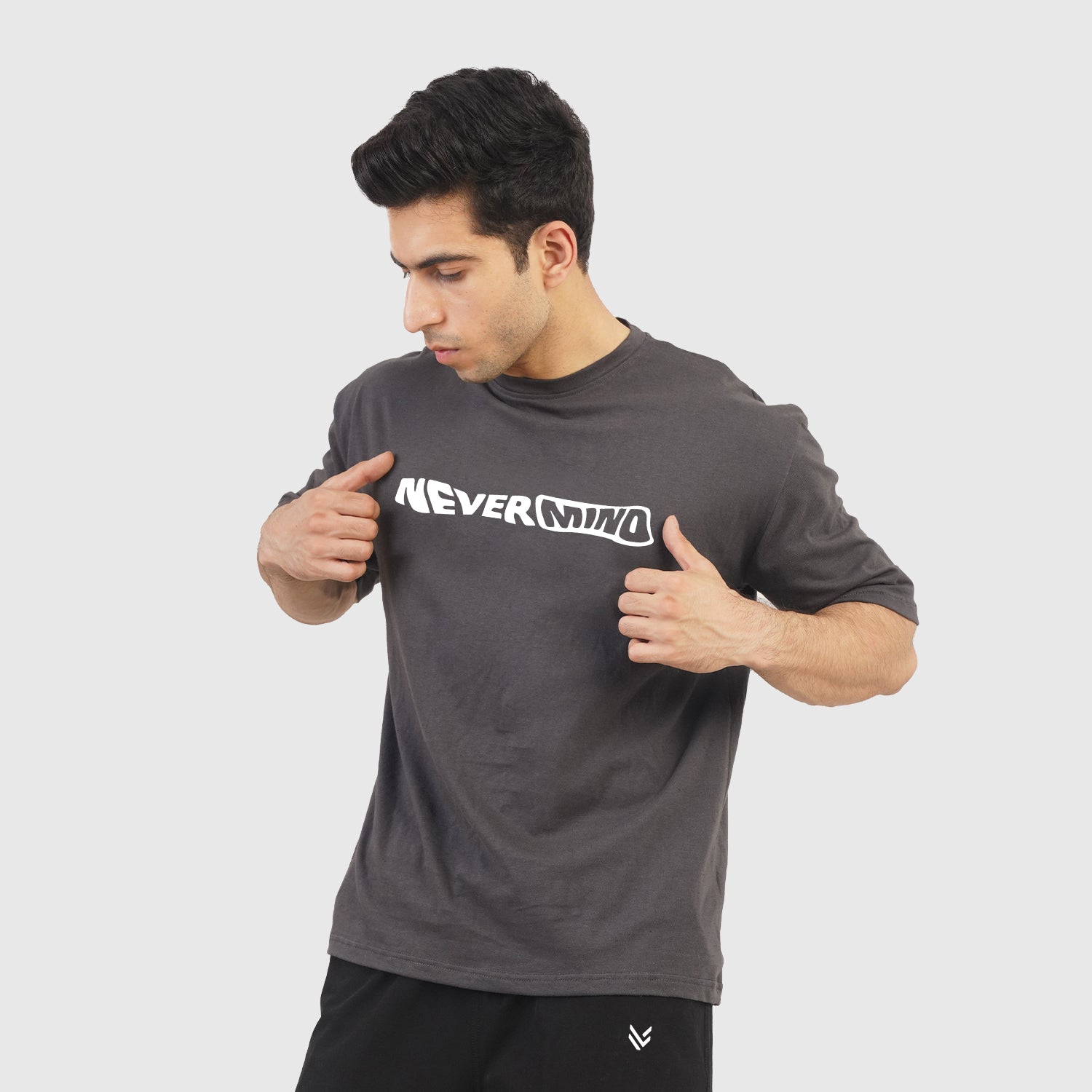 Gray Nevermind Oversized Tee