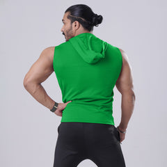 Green Sleeveless Workout Hoodie