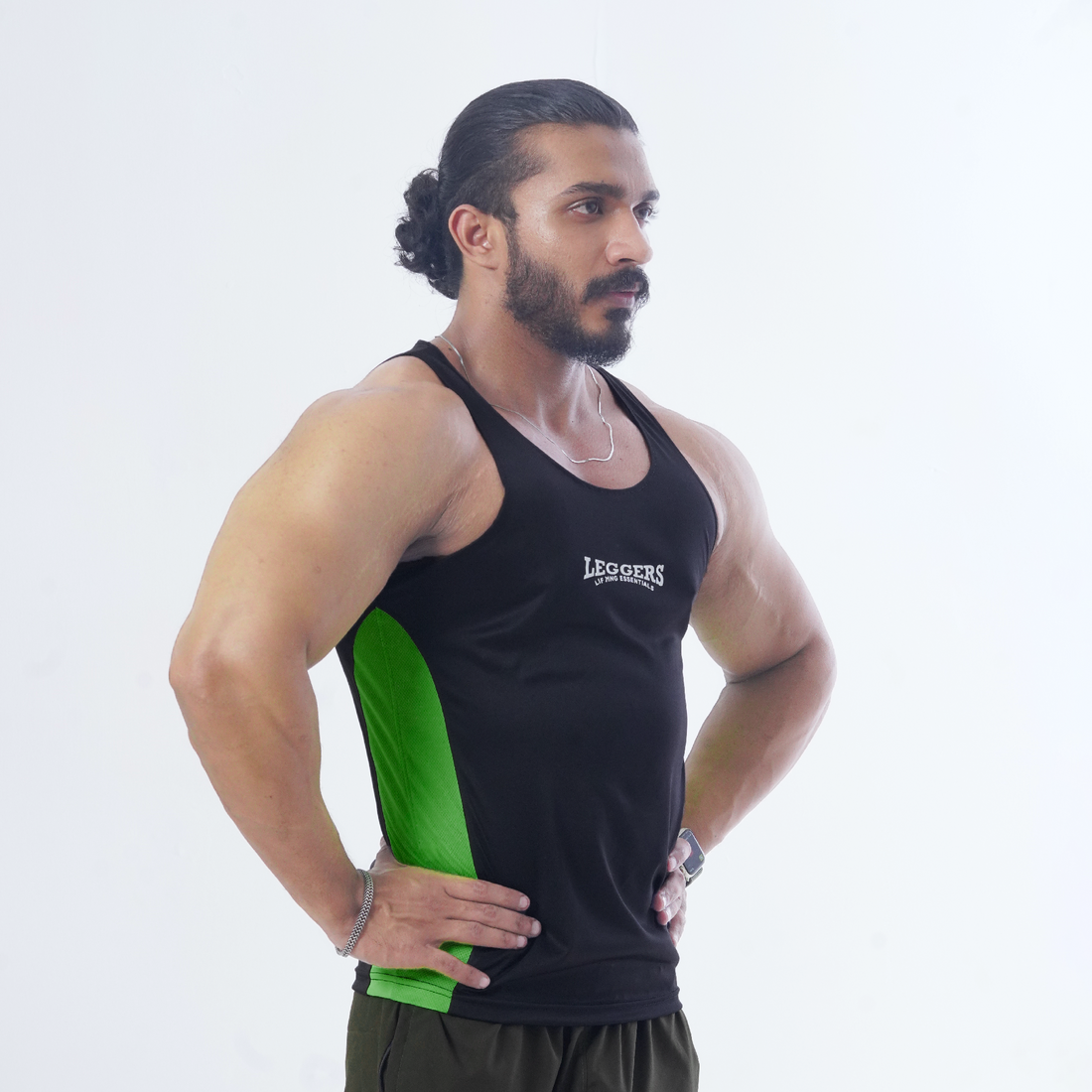 Muscle Black-GREEN TOP TANK