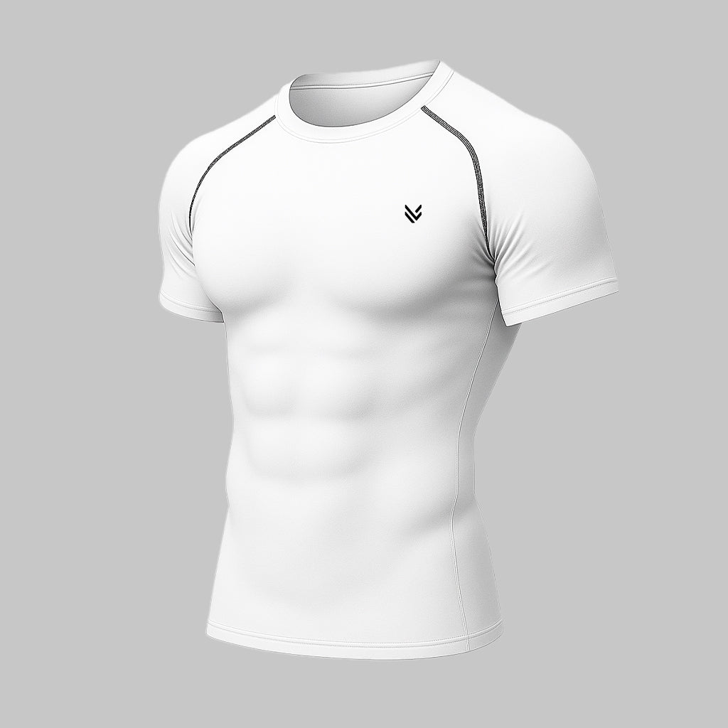 Elastic White/Black H/S Compression TEE