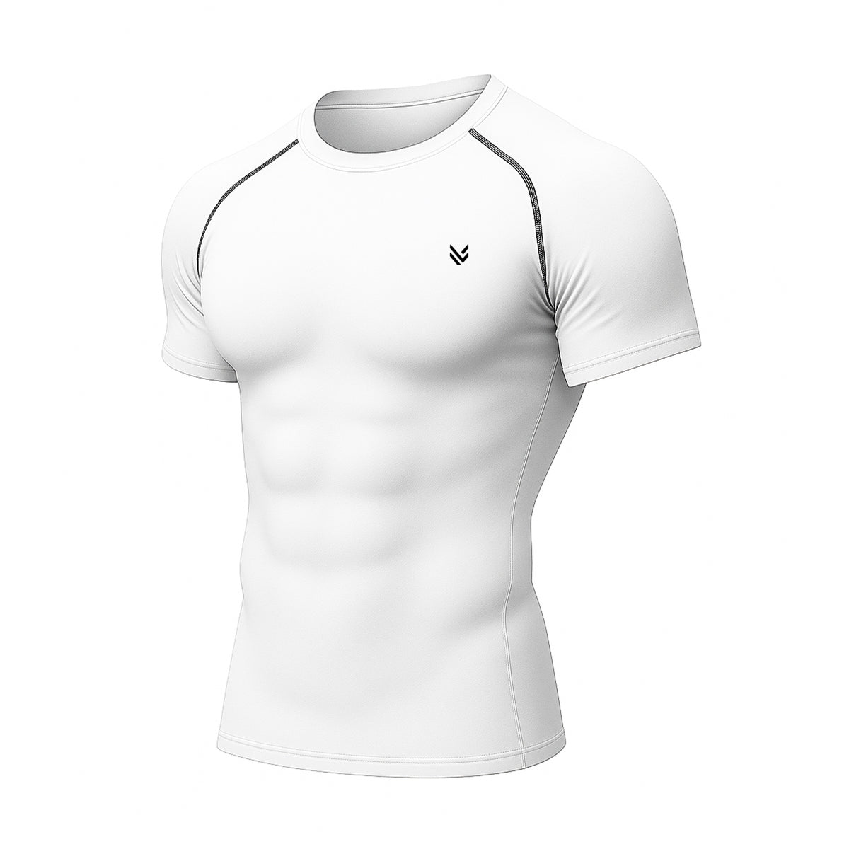 Elastic White/Black H/S Compression TEE