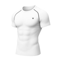 Elastic White/Black H/S Compression TEE