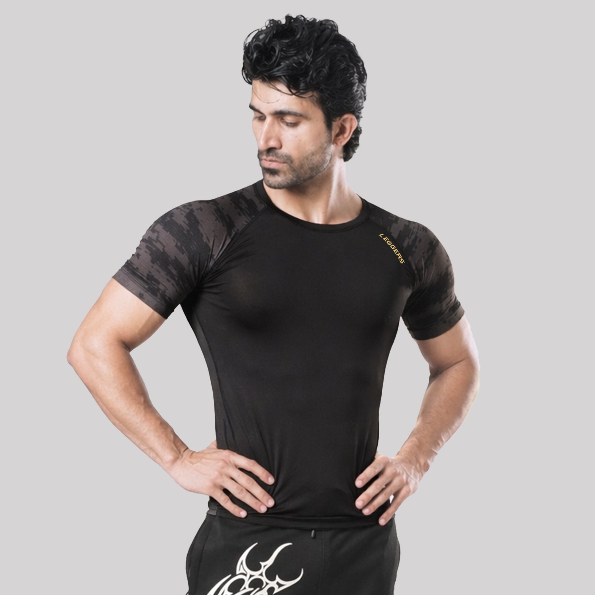 Velocity Black/PTRN H/S Compression TEE
