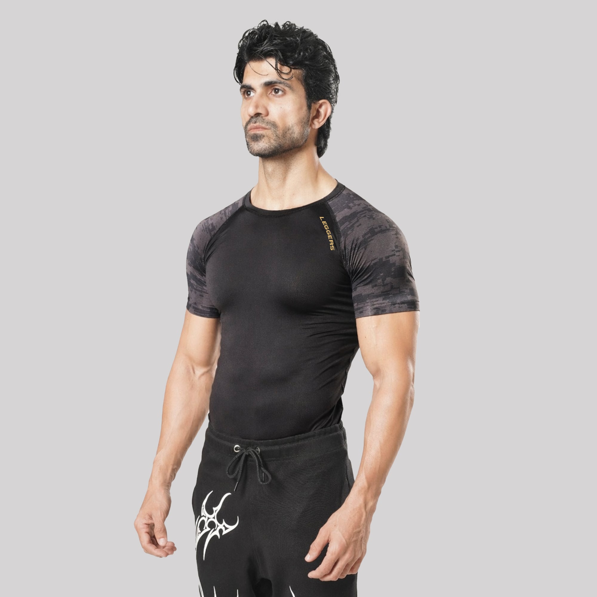Velocity Black/PTRN H/S Compression TEE