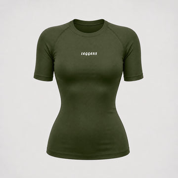 Women Compression Olive Half-Sleeve