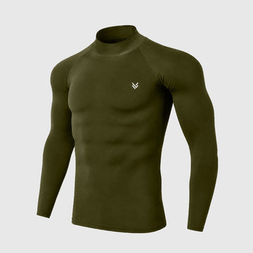 Moss Mock Neck Full Sleeve Compression Shirt