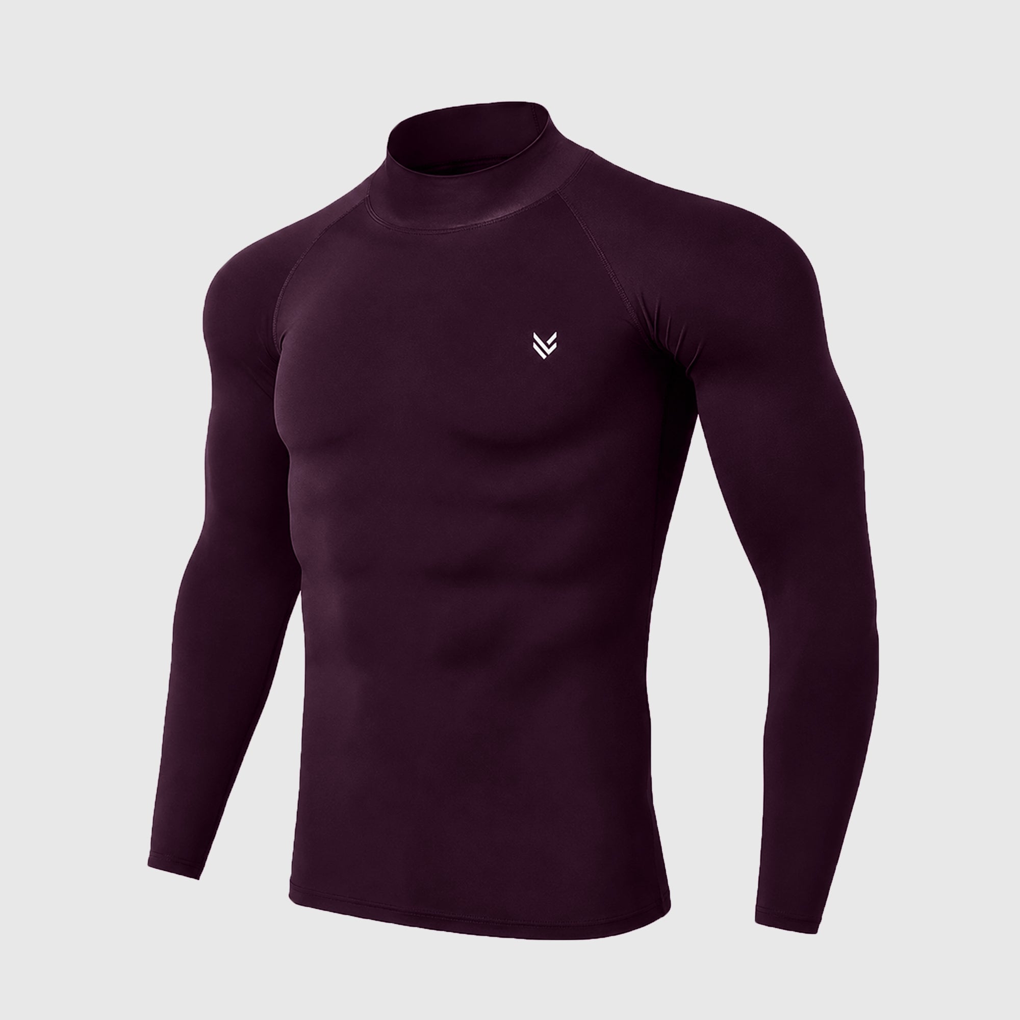 Purple Mock Neck Full Sleeve Compression Shirt