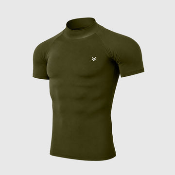 Moss Mock Neck Half Sleeve Compression Shirt