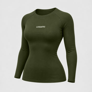 Women Olive Compression Full-Sleeve